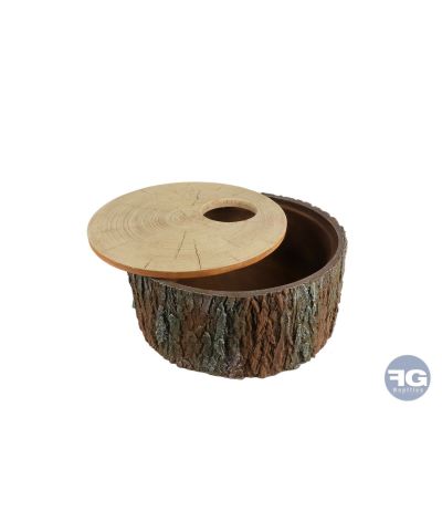 Cachette creuse boîte à mue faux rondin 20 x 20 x 11 cm