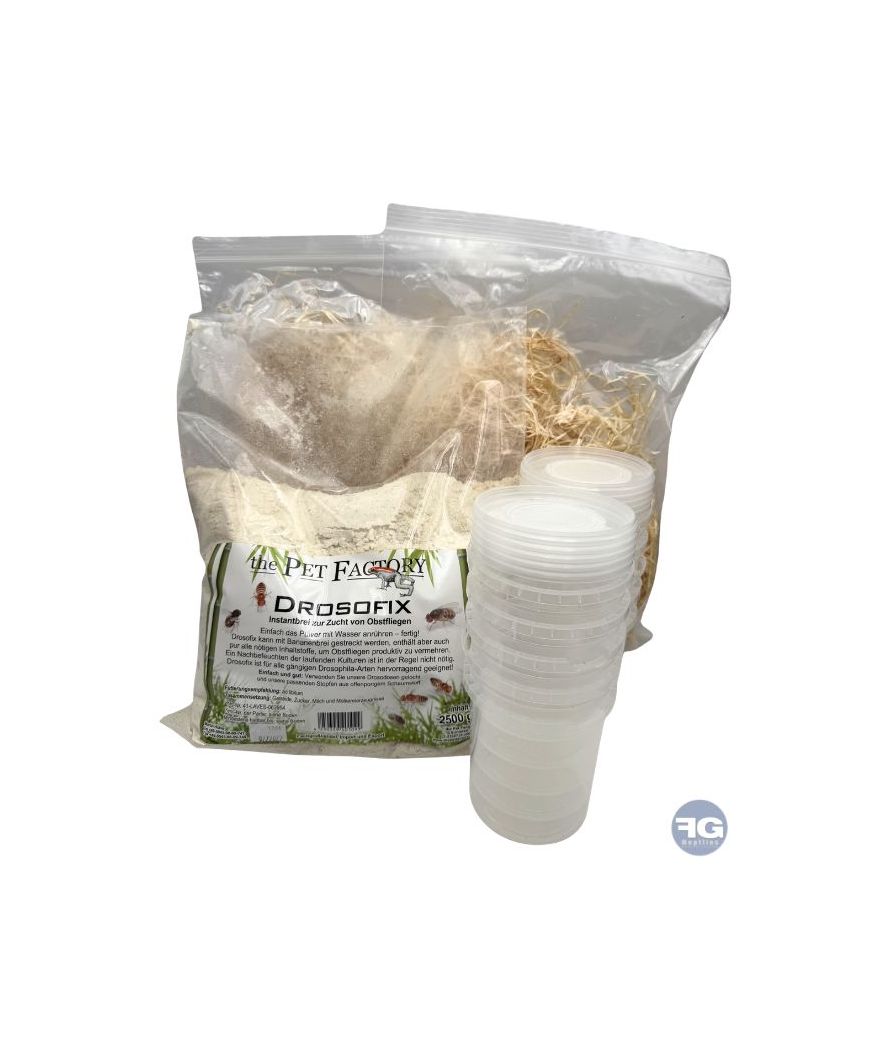 Pack Complet élevage de Drosophiles XL avec Drosofix 2500g