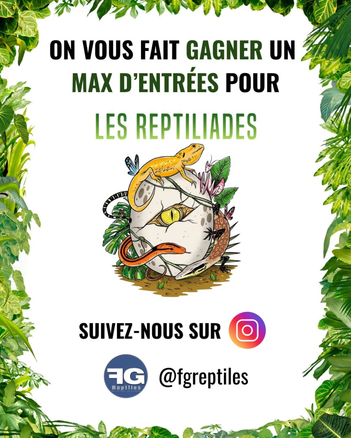 En tant que sponsor officiel de l'événement @les_reptiliades 2025, on vous fait gagner un max d’entrées jusqu’au 15 octobre ! 🎁​🤩

Elles peuvent tomber à tout moment ! Suivez-nous attentivement, aussi bien en story que dans les posts, ainsi que @les_reptiliades.

Prévenez aussi vos connaissances qui veulent venir aux Reptiliades ! 🐍​🦎​

Pour rappel, c'est le 18 et 19 octobre à Nîmes 🗓️

Une première chance de remporter des entrées arrive dans la soirée, surveillez nos stories 👀​

#reptiliades2025 #reptiliades #salonterrariophile #reptiles #reptilesofinstagram #concours #reptilelover #reptilekeeper #terrariophilie #terrario